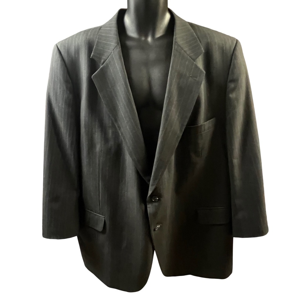 Mappelli de Milano Blazer Mens 52R Charcoal Pinstripe 100% Wool 2-Button Jacket